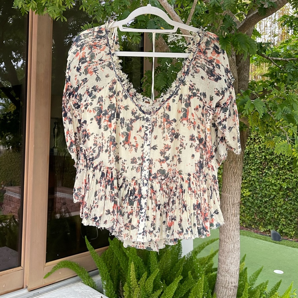 Free People Small Bohemian Cotton Blouse
